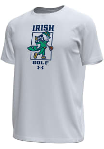 Under Armour Notre Dame Fighting Irish White Tech Stretch Golf Leprechaun Short Sleeve T Shirt