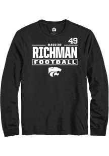 Maguire Richman K-State Wildcats Black Football NIL Stacked Box Long Sleeve Player T Shirt