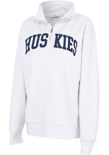 UConn Huskies Womens White Sport Fleece Qtr Zip