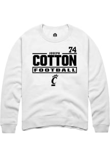 Joseph Cotton Cincinnati Bearcats Mens White Football NIL Stacked Box Player Crew