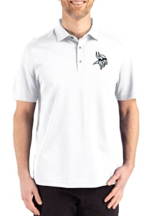 Cutter and Buck Minnesota Vikings Mens White Mono Advantage Refresh Short Sleeve Polo