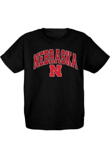 Blue 84 Nebraska Cornhuskers Youth Black Team Wordmark Short Sleeve T-Shirt