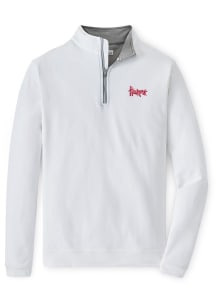 Peter Millar Nebraska Cornhuskers Mens White Perth Long Sleeve Qtr Zip Pullover