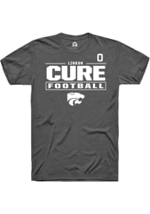 Linkon Cure K-State Wildcats Dark Grey Football NIL Stacked Box Short Sleeve Player T Shirt