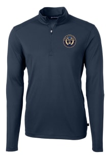 Cutter and Buck Philadelphia Union Mens Navy Blue Virtue Eco Pique Big and Tall Qtr Zip