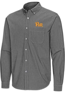 Antigua Pitt Panthers Mens Black Porter Long Sleeve Dress Shirt