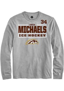 Owen Michaels  Western Michigan Broncos Grey Rally NIL Stacked Box Long Sleeve T Shirt