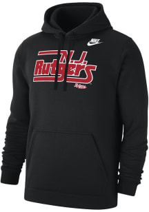 Nike Rutgers Scarlet Knights Mens Black Throwback Wordmark Club Fleece Long Sleeve Hoodie