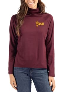 Cutter and Buck Arizona State Sun Devils Womens Maroon Coastline Eco Funnel Neck Crew Sweatshirt