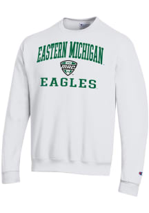 Champion Eastern Michigan Eagles Mens White MAC Arch Powerblend Long Sleeve Crew Sweatshirt