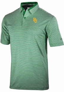 Columbia Baylor Bears Mens Green Heat Seal Golden Hills Short Sleeve Polo