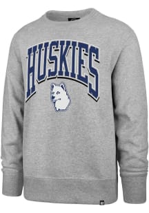 47 UConn Huskies Mens Grey Heather Walk Tall Headline Long Sleeve Crew Sweatshirt