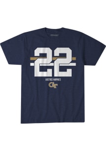 Justice Haynes GA Tech Yellow Jackets Navy Blue Name Number Stripe Short Sleeve Fashion Player T S..