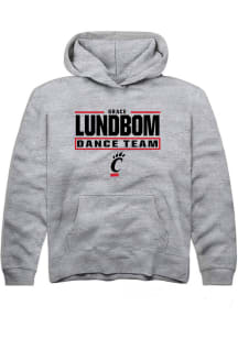Grace Lundbom Rally Cincinnati Bearcats Youth NIL Stacked Box Long Sleeve Player Hoodie Grey