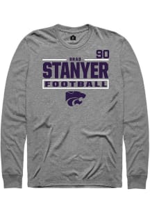 Brad Stanyer K-State Wildcats Graphite Football NIL Stacked Box Long Sleeve Player T Shirt