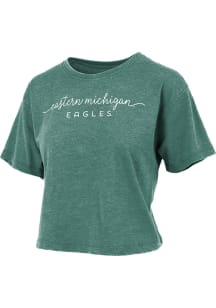 Pressbox Eastern Michigan Eagles Womens Green Burnout Short Sleeve T-Shirt