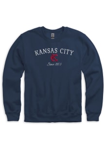 Kansas City Mens Navy Blue KC Long Sleeve Crew Sweatshirt