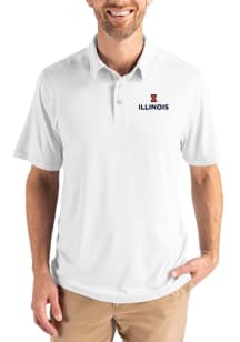 Cutter and Buck Illinois Fighting Illini Mens White Coastline Eco Short Sleeve Polo