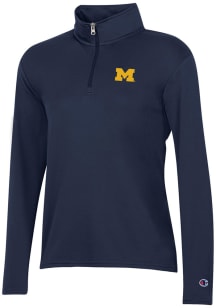 Champion Michigan Wolverines Womens Blue Mock Mesh Qtr Zip Pullover