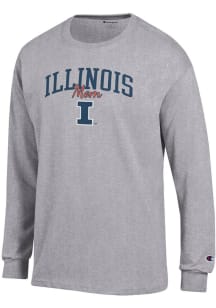 Champion Illinois Fighting Illini Grey Mom Script Jersey Long Sleeve T Shirt