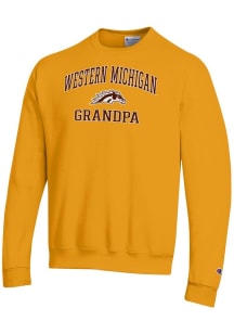 Champion Western Michigan Broncos Mens Gold Grandpa Powerblend Long Sleeve Crew Sweatshirt