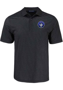 Cutter and Buck Montreal Impact Mens Black Pike Shadow Check Short Sleeve Polo
