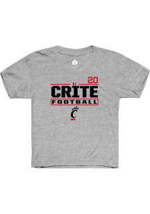 Cj Crite Cincinnati Bearcats Youth Grey NIL Stacked Box Player Tee
