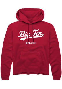 Rally Big Ten Mens Cardinal Script Long Sleeve Hoodie