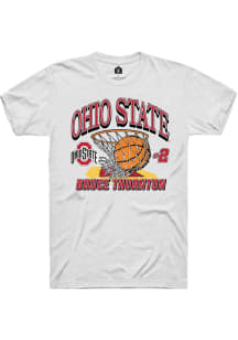 Bruce Thornton Ohio State Buckeyes White NIL Name Number Net Short Sleeve Player T Shirt
