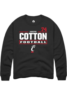 Joseph Cotton Cincinnati Bearcats Mens Black Football NIL Stacked Box Player Crew