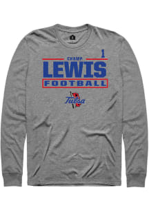 Champ Lewis Tulsa Golden Hurricane Graphite Football NIL Stacked Box Long Sleeve Player T Shirt