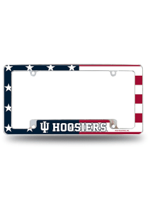 Indiana Hoosiers Flag All Over Chrome License Plate Frame - Silver