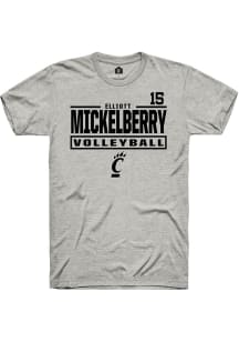 Elliott Mickelberry Cincinnati Bearcats Ash NIL Stacked Box Short Sleeve Player T Shirt