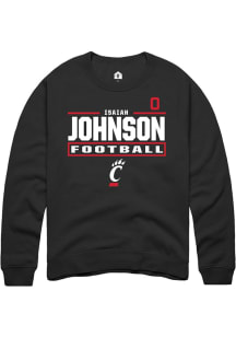 Isaiah Johnson Cincinnati Bearcats Mens Black Football NIL Stacked Box Player Crew