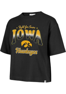 47 Iowa Hawkeyes Womens Black Vibe Check Short Sleeve T-Shirt