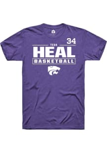 Tess Heal K-State Wildcats Purple NIL Stacked Box Short Sleeve Player T Shirt