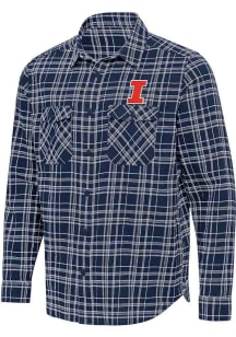 Antigua Illinois Fighting Illini Mens Navy Blue Private Long Sleeve Dress Shirt