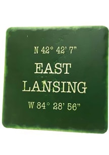 East Lansing Coordinates 4x4 Coaster - Green