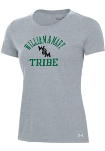 Under Armour William & Mary Tribe Womens Grey Arch Over Logo Performance Short Sleeve T-Shirt