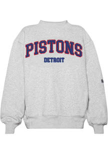 Hype and Vice Detroit Pistons Womens Ash Mock Neck Crew Sweatshirt