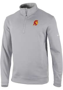 Columbia USC Trojans Mens Grey Heat Seal Omni Wick Wickhams Hills Long Sleeve Qtr Zip Pullover