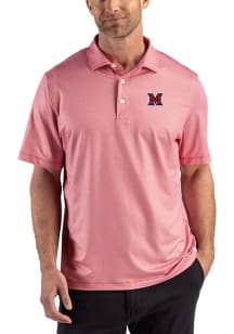 Cutter and Buck Miami RedHawks Mens Red Lattice Short Sleeve Polo