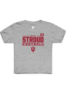 Hunter Stroud Indiana Hoosiers Youth Grey NIL Stacked Box Player Tee