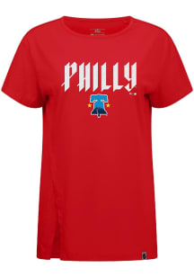 Levelwear Philadelphia Phillies Womens Red Influx City Connect Splash Short Sleeve T-Shirt