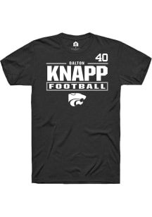 Dalton Knapp K-State Wildcats Black Football NIL Stacked Box Short Sleeve Player T Shirt