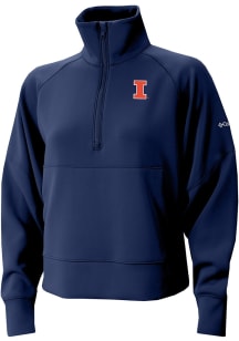 Columbia Illinois Fighting Illini Womens Navy Blue Heat Seal Wickham Hills Qtr Zip Pullover