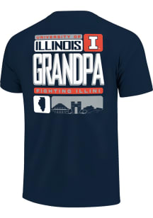 Illinois Fighting Illini Navy Blue Grandpa Short Sleeve T Shirt