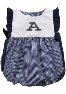 Vive La Fete Akron Zips Baby Girls Navy Blue Gingham Bubble Short Sleeve Dress