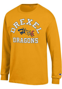 Champion Drexel Dragons Gold Logo Long Sleeve T Shirt