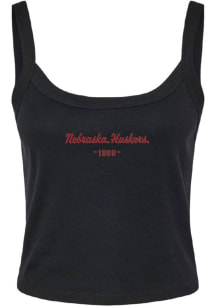 Summit Sportswear Nebraska Cornhuskers Womens Black Micro Font Tank Top